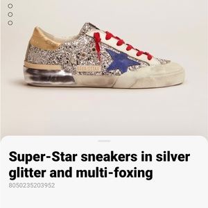 Golden Goose Super-Star Sneakers in silver glitter and multi-foxing
